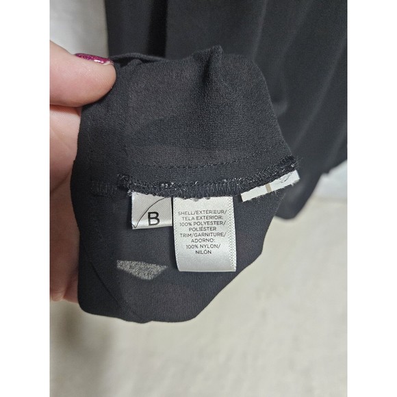 Loft Womens Black Chiffon Blouse With Lace‎ Inset, Long Sleeve Size XL - Picture 5 of 9